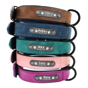 Custom Leather Dog Collars – Genuine Leather Collars with Name Tag
