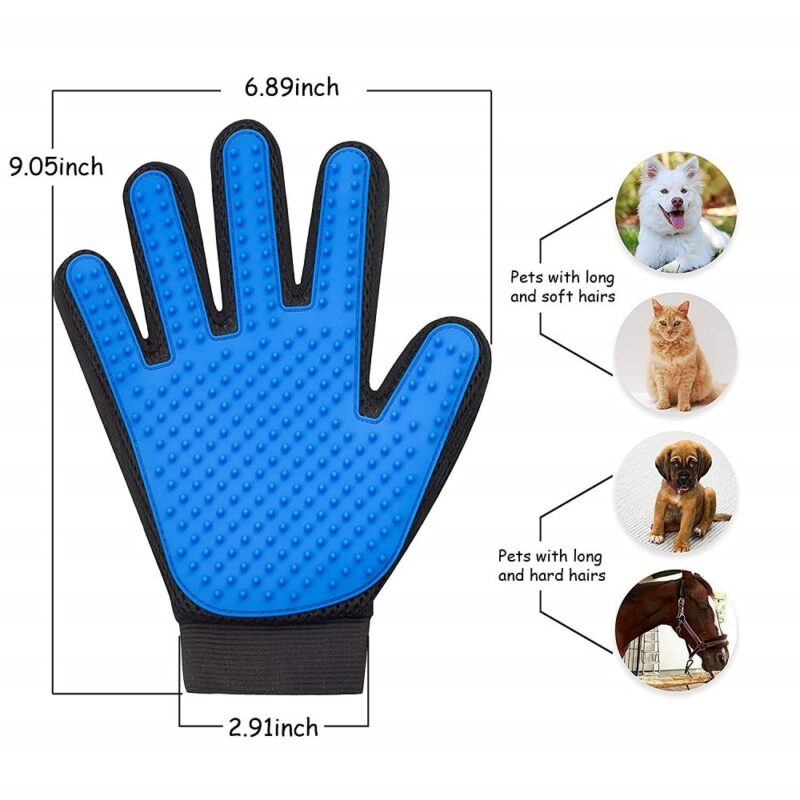 Green MicroPowerTech Pet Grooming Glove 1 Pair Dog Cat Massage Tool Hair Remover Glove Gentle Deshedding Brush Glove Five Finger Design Bathing Brush