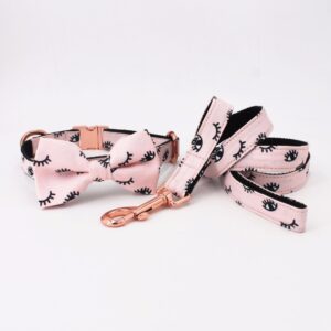 Eyelash Bow Tie Dog Collar with Matching Leash
