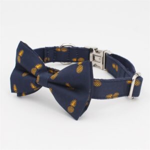 Tropical Pineapple Bow Tie Dog Collar With Matching Leash